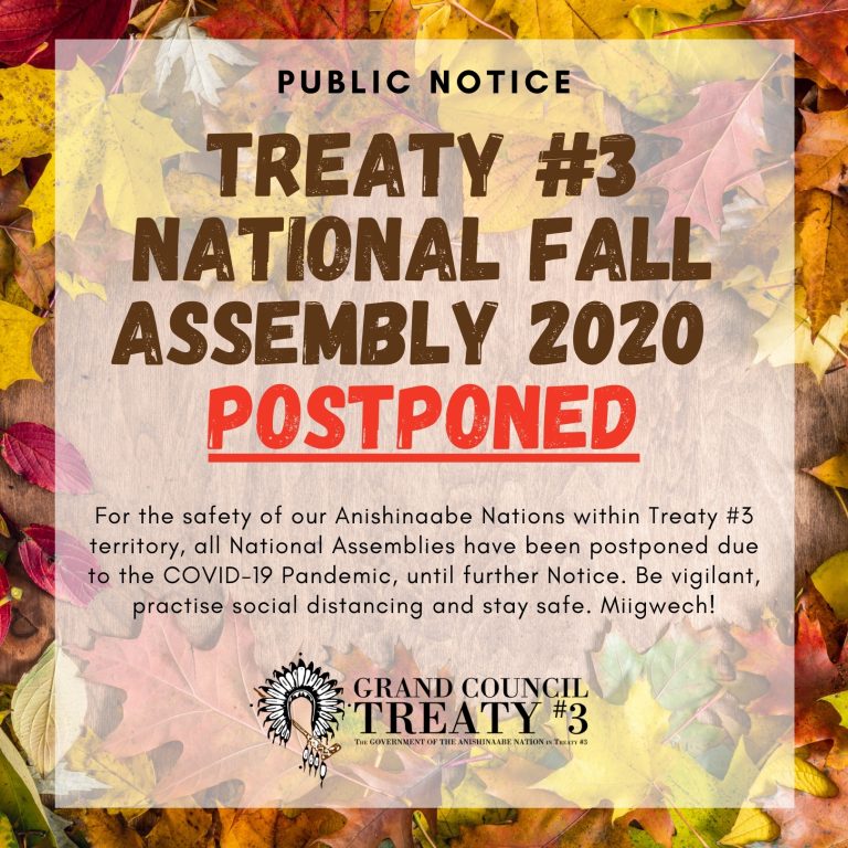 Treaty 3 National Fall Assembly 2020 Postponed Grand Council Treaty 3