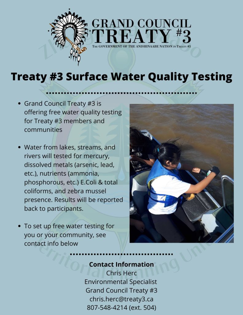 Surface Water Quality Testing available for Treaty 3 Communities and