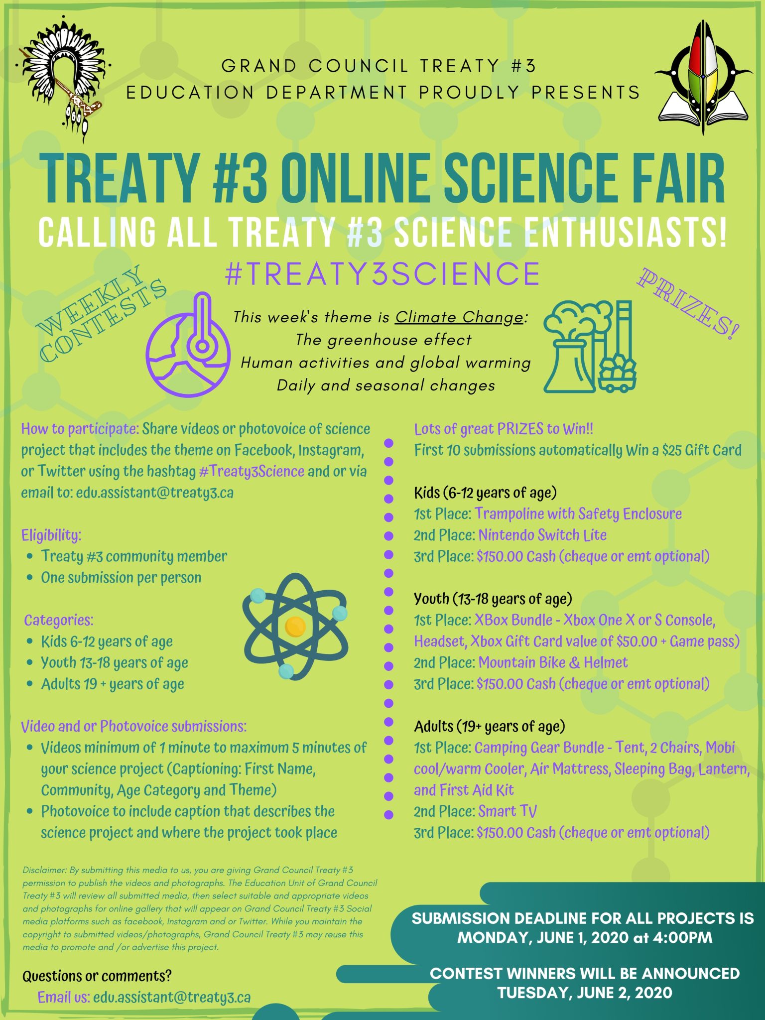 Treaty #3 Online Science Fair Contest Winners Announced (Theme: Climate ...