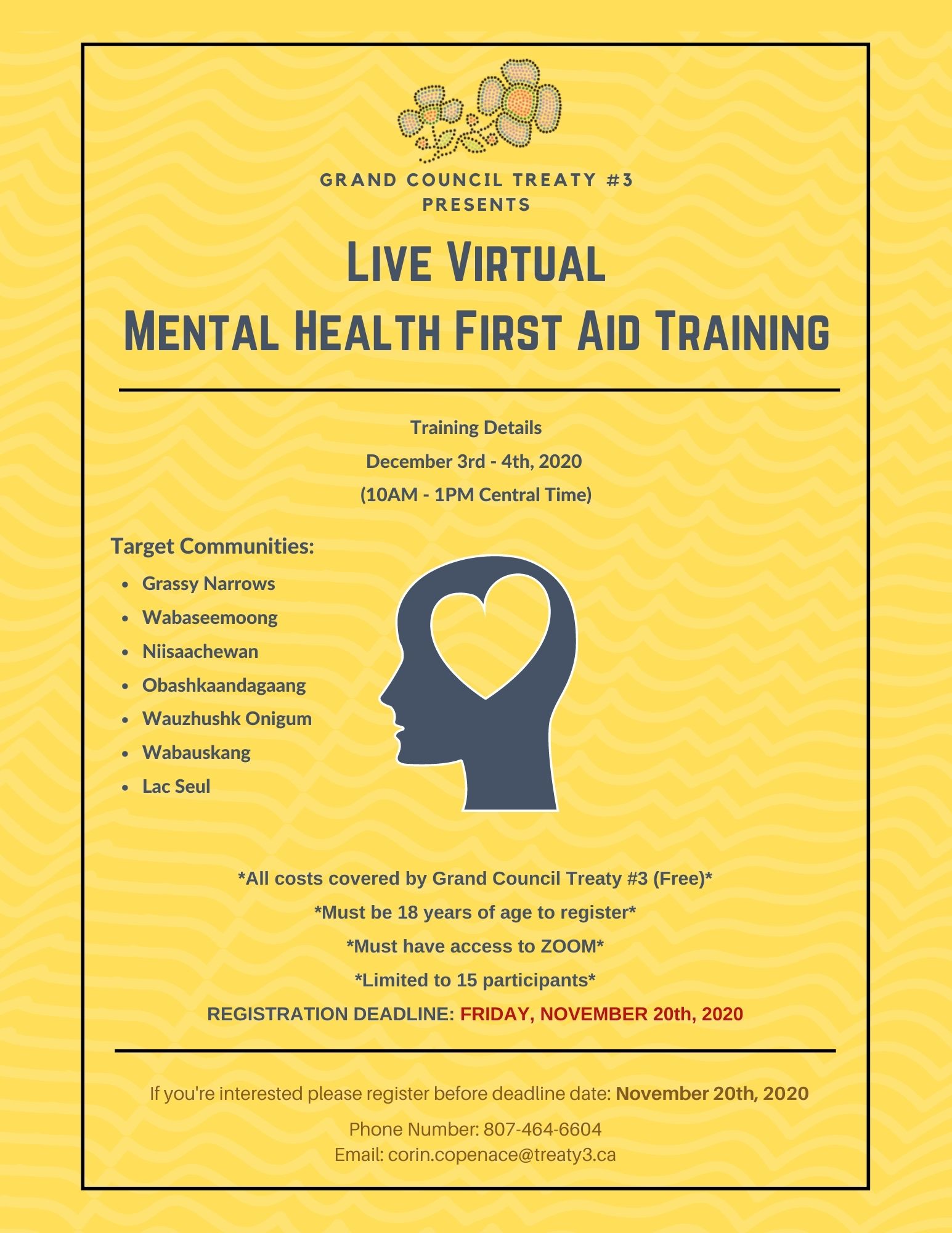 Live Virtual Mental Health First Aid Training (North Region) *Registration Closed*