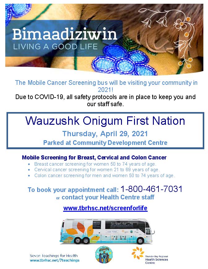 Mobile Cancer Screening Coach (Bus) - Wauzhushk Onigum