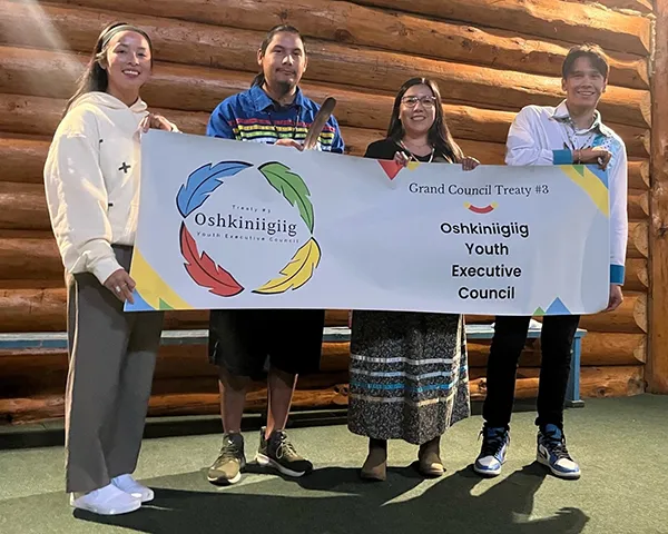 Jessica Lee (Migisi Sahgaigan), Ernest Cobiness Jr. (Buffalo Point), Mia Seymour (Naongashiing), Geryt Seymour (Naongashiing)
