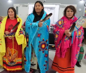 Crystal Harrison Collin (Wabigoon Lake), Brittany Cobiness (Buffalo Point), Pam Big George (Naongashiing)